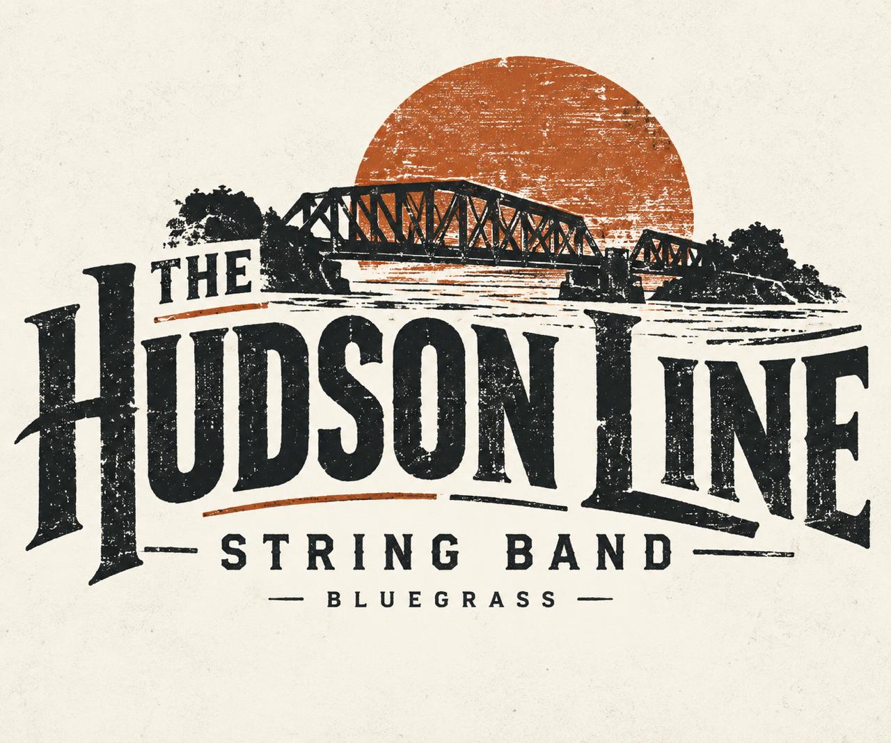 Hudson Line String Band artwork featuring a rail bridge over the Hudson River